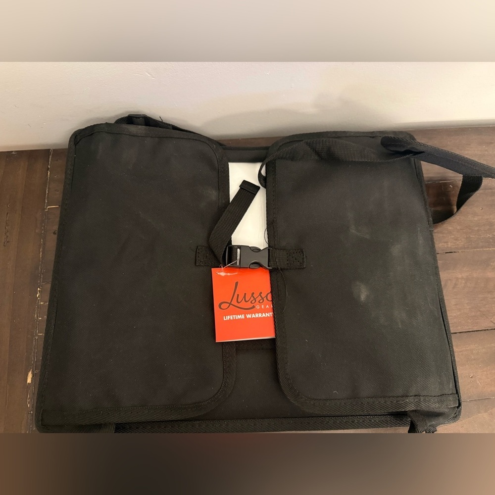 Lusso Gear Car Seat Organizer Black Backseat Kick Mat Storage w/ Strap NWT